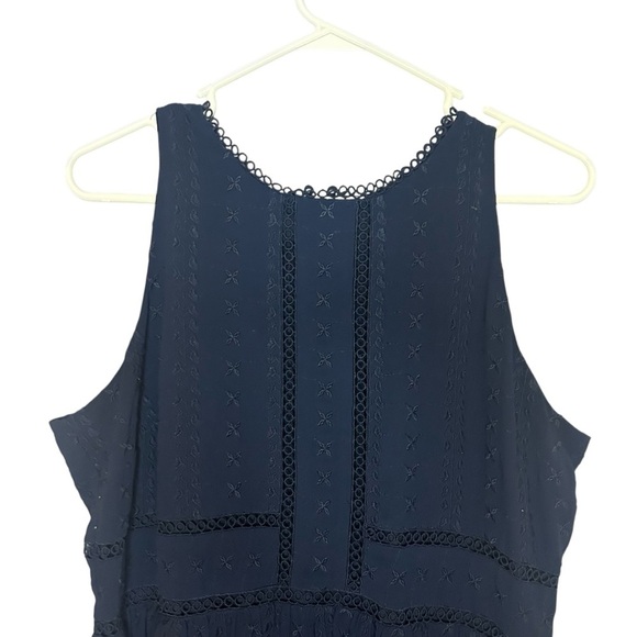 LOFT Dresses & Skirts - LOFT Navy Eyelet Embroidered Sleeveless Dress Size 12